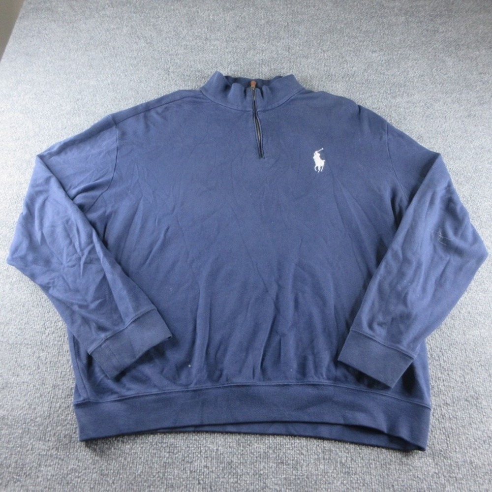 Polo Ralph Lauren Sweatshirt Mens XXL Blue 1/4 Zip Pullover Fleece Pony Logo